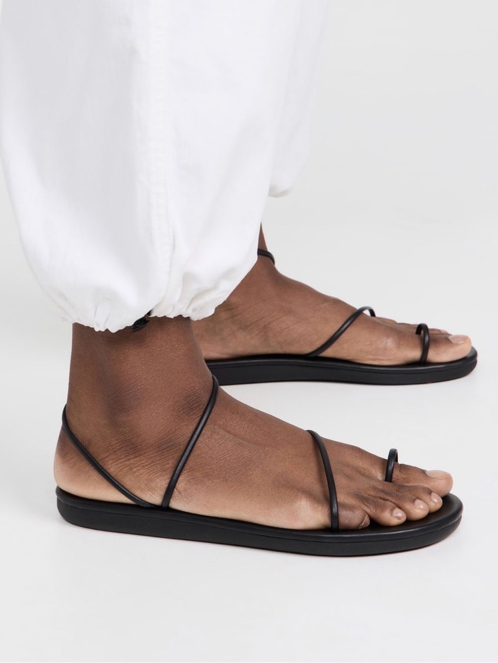 Ancient Greek Sandals Black Minimal Leather Strappy Sandals